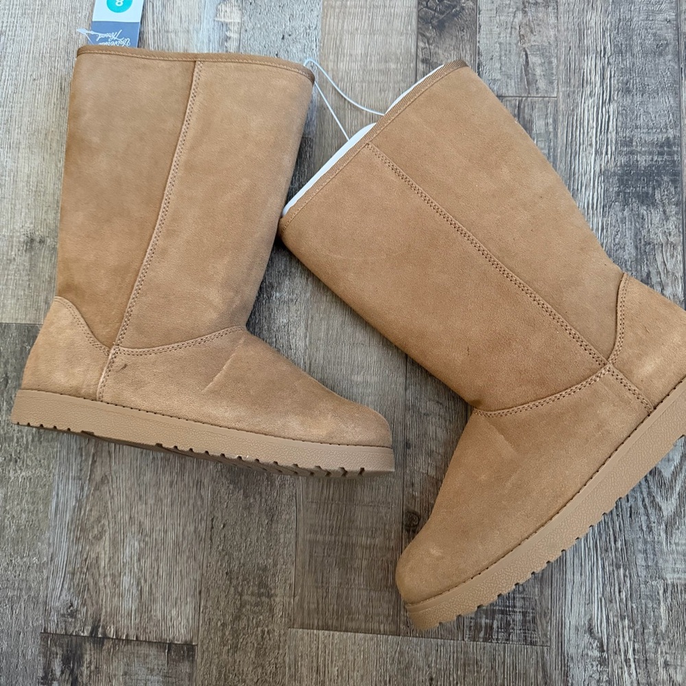 Womens Sarah Suede Shearling Winter Boots - Universal Thread Tan Brown 8 - Picture 9 of 12
